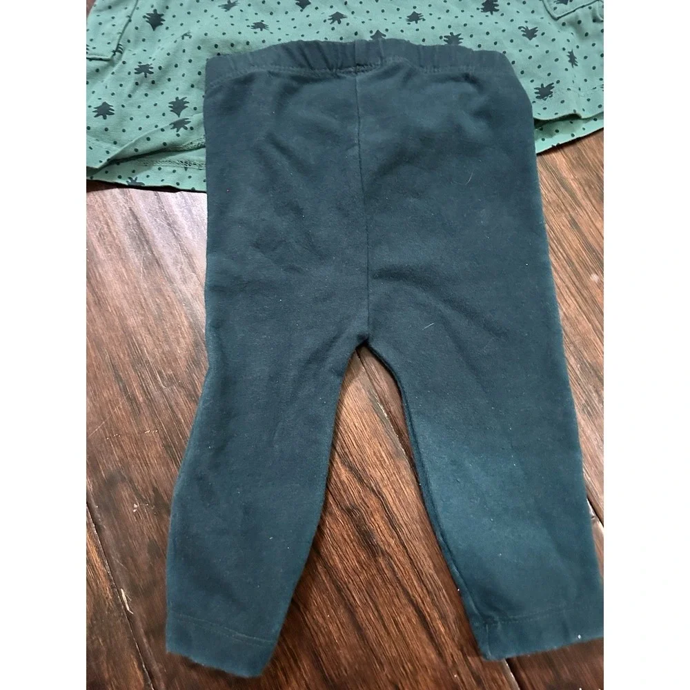 hanna andersson Baby Holiday Long Sleeve Pocket Dress & Leggings Set Green Tree